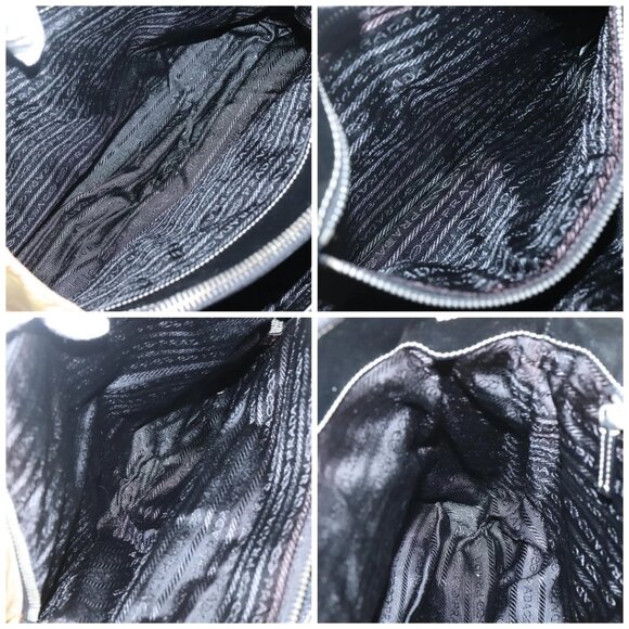 PRADA Chain Tote Bag Nylon Leather Beige Silver - Picture 13 of 15